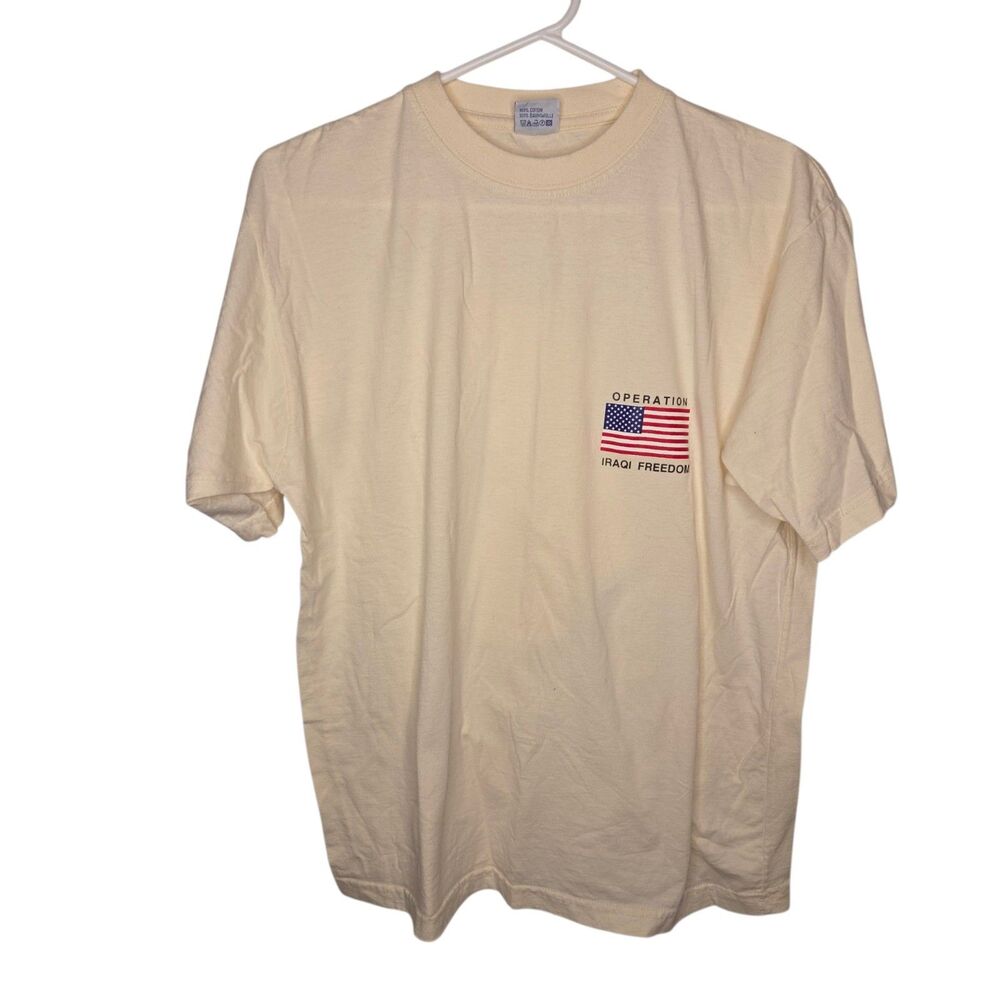 Vintage Mad Blue "Operation Iraqi Freedom" Graphic T-Shirt - Cream, Medium